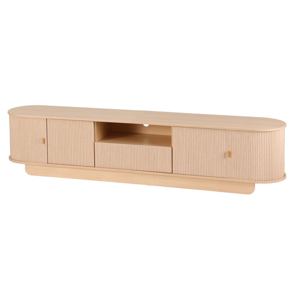 Artiss 220cm TV Unit Rounded Edge Slide Side Cabinet Door Pine Awezingly