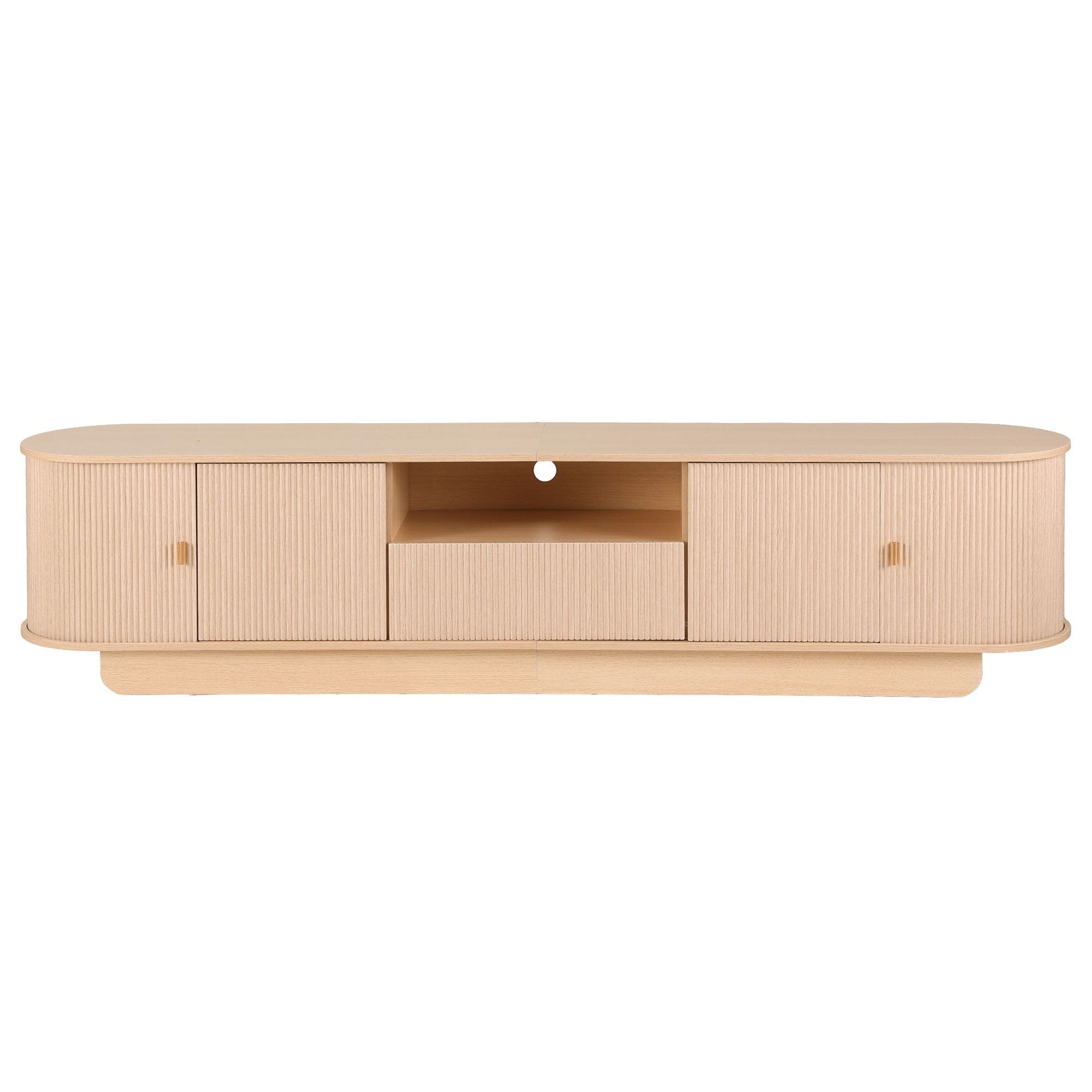 Artiss 220cm TV Unit Rounded Edge Slide Side Cabinet Door Pine Awezingly