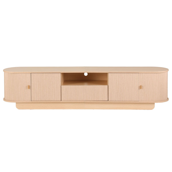 Artiss 220cm TV Unit Rounded Edge Slide Side Cabinet Door Pine Awezingly