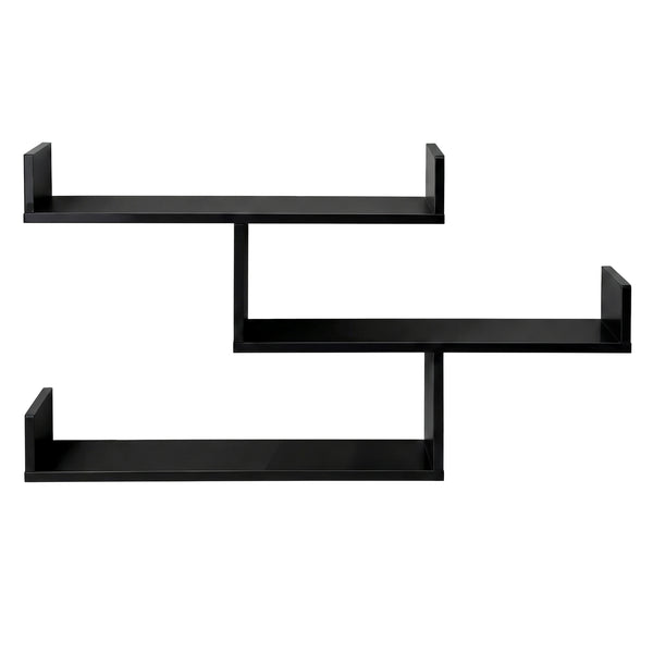 Artiss Floating Wall Shelf 3 Tier Black Awezingly