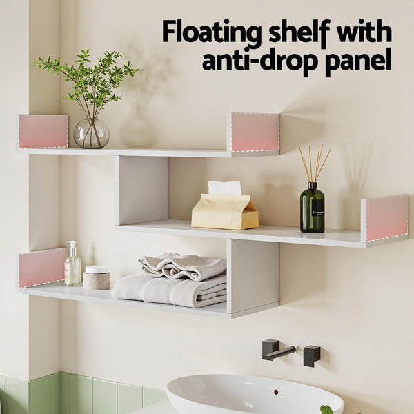 Artiss Floating Wall Shelf 3 Tier White Awezingly