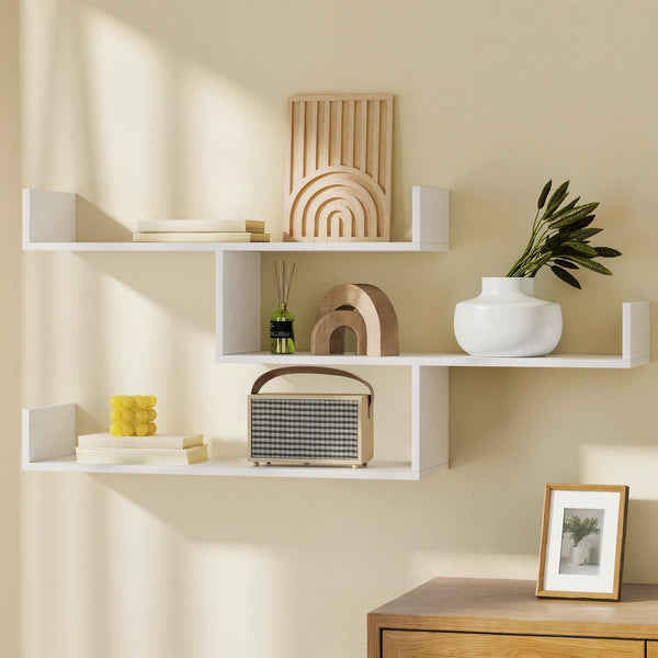 Artiss Floating Wall Shelf 3 Tier White Awezingly