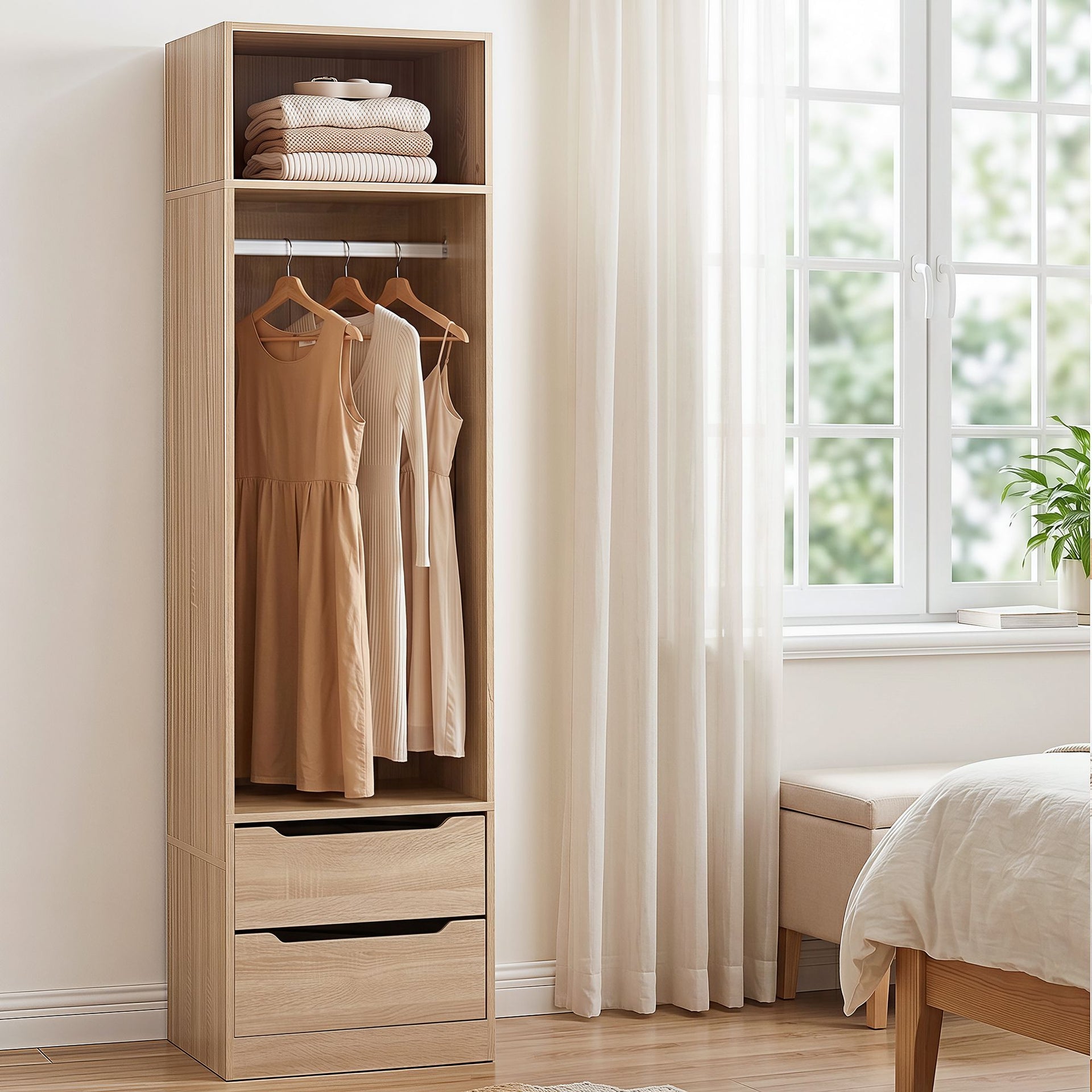 Artiss Wardrobe Clothes Closet Storage Organizer Pine Awezingly