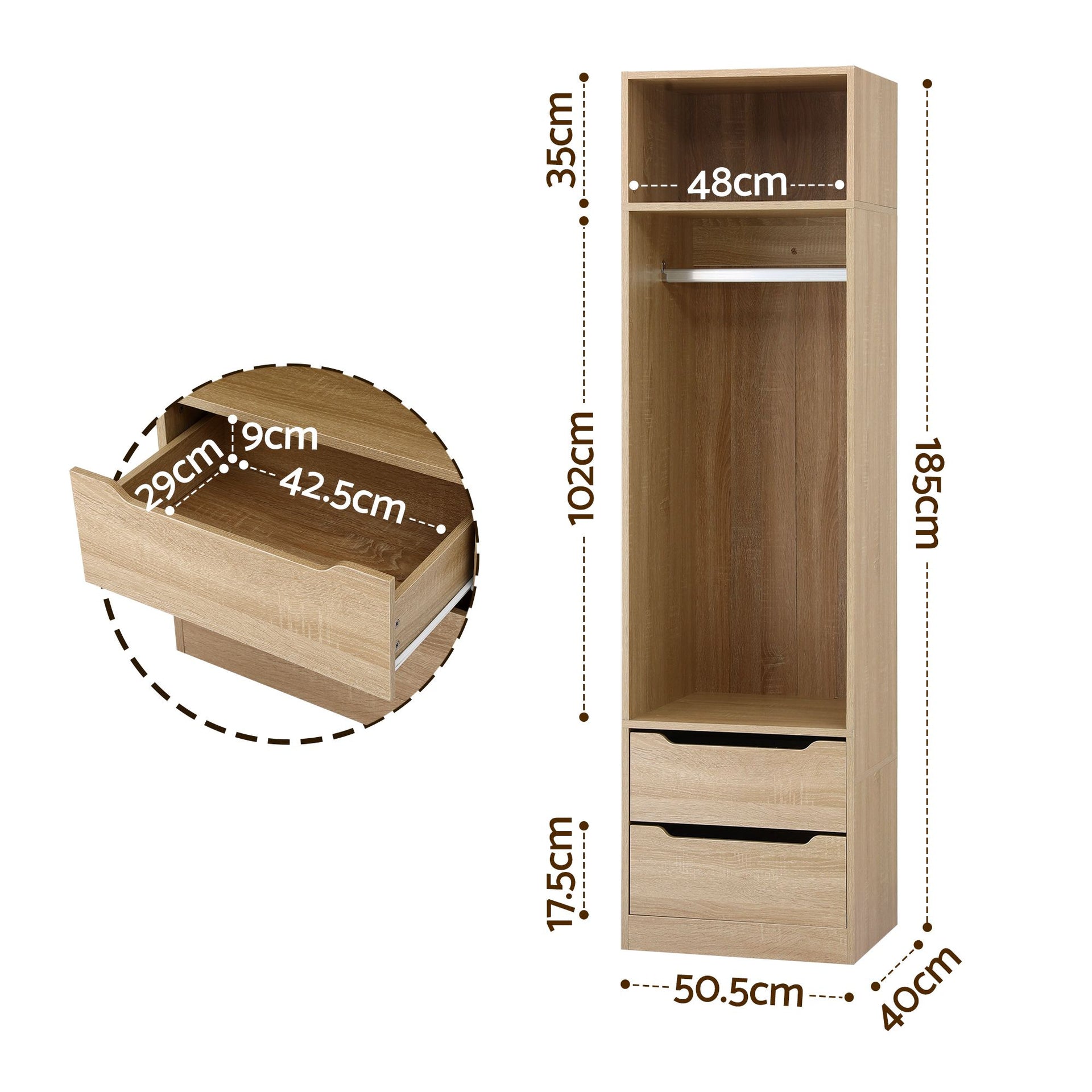 Artiss Wardrobe Clothes Closet Storage Organizer Pine Awezingly