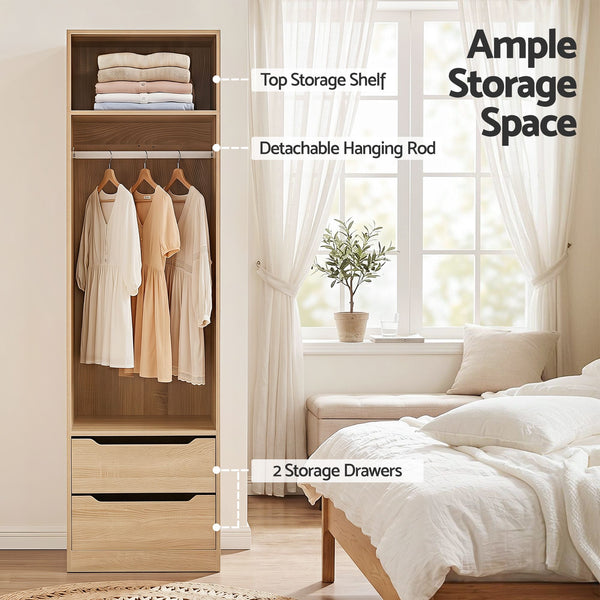 Artiss Wardrobe Clothes Closet Storage Organizer Pine Awezingly