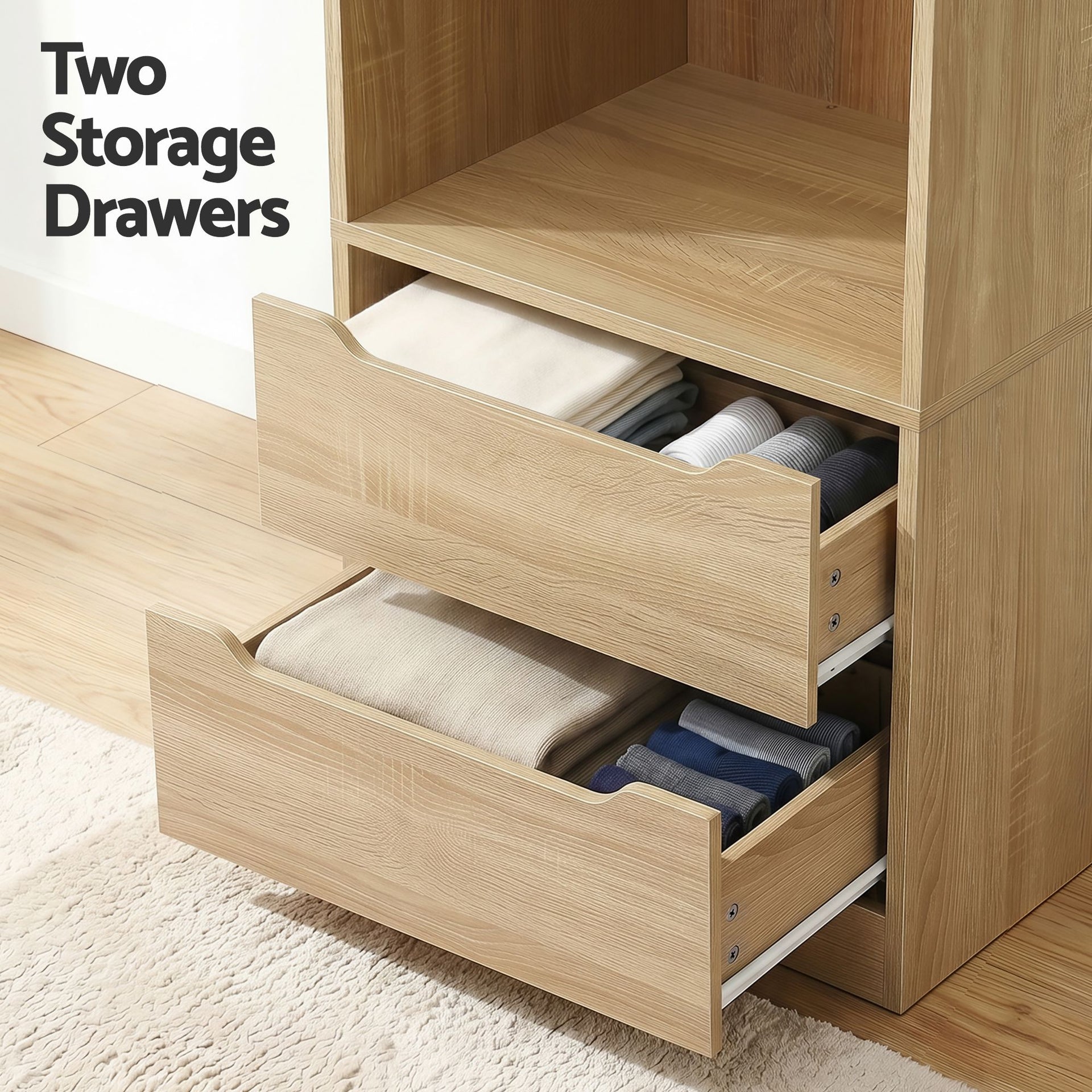 Artiss Wardrobe Clothes Closet Storage Organizer Pine Awezingly