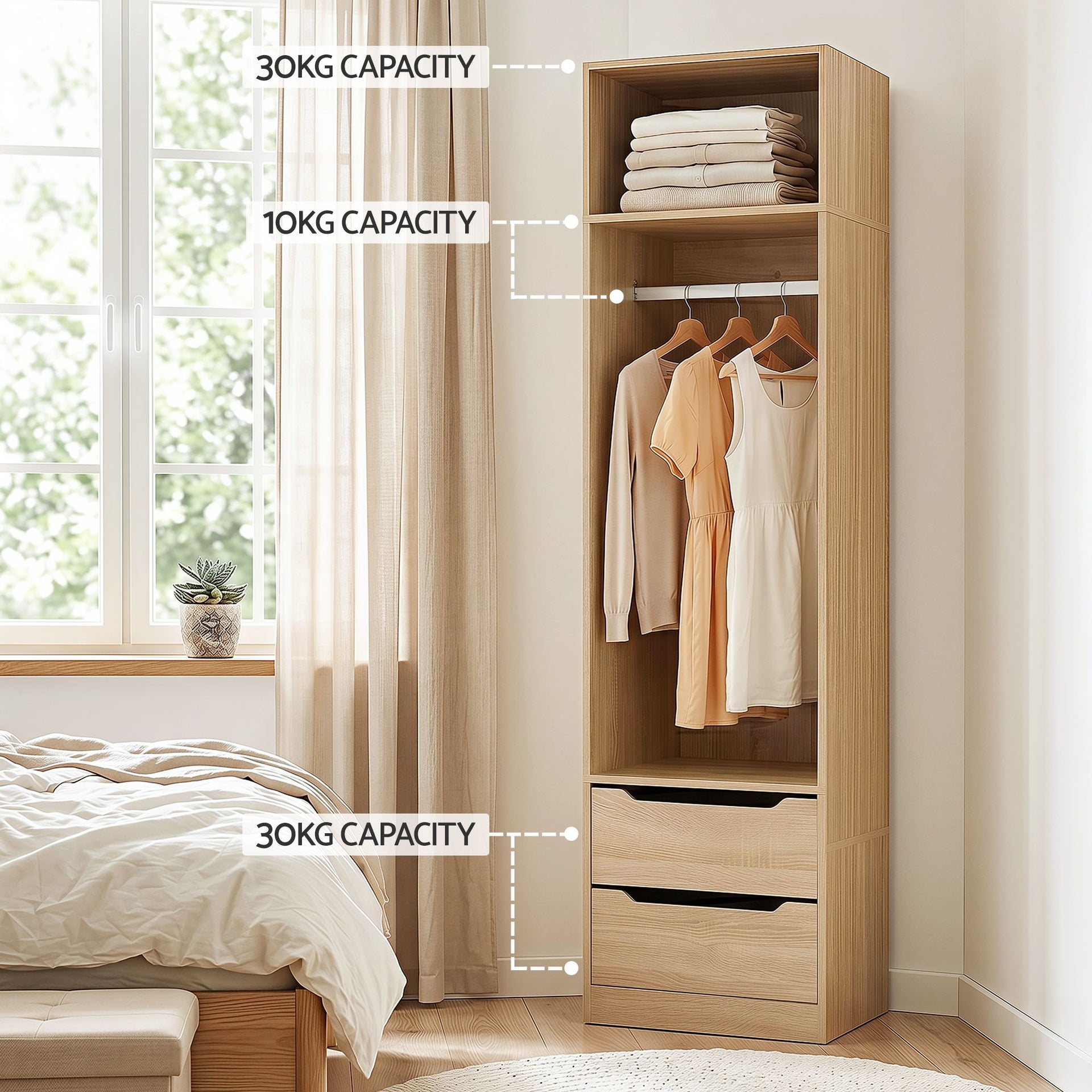 Artiss Wardrobe Clothes Closet Storage Organizer Pine Awezingly