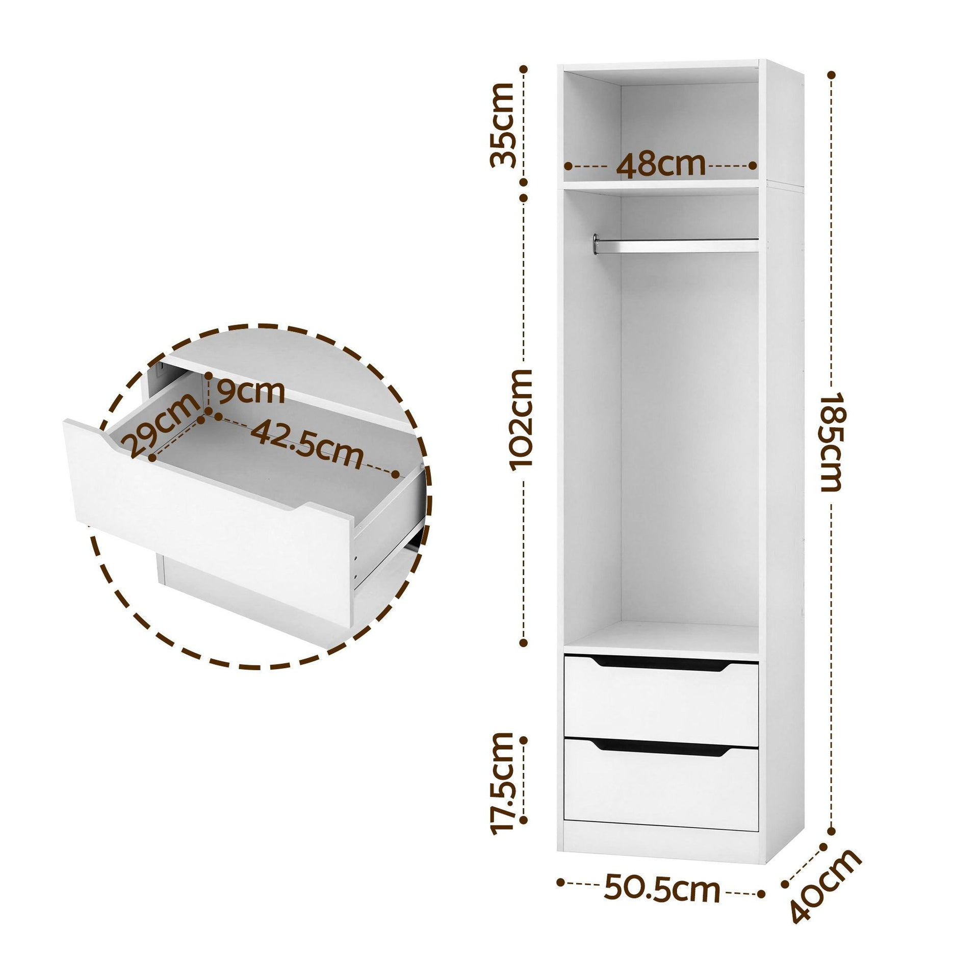 Artiss Wardrobe Clothes Closet Storage Organizer White Awezingly