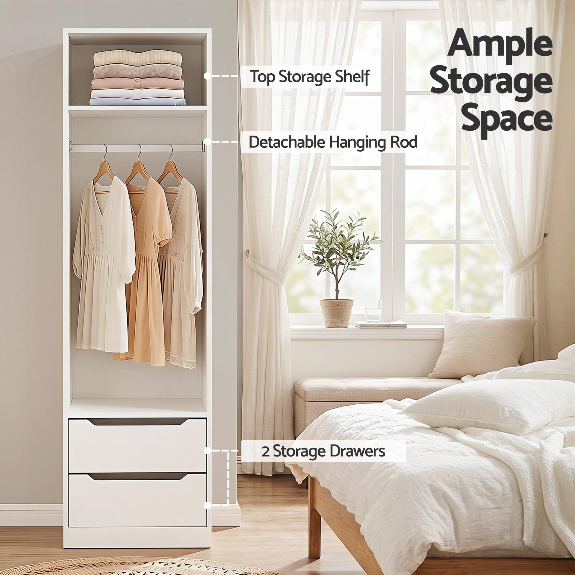 Artiss Wardrobe Clothes Closet Storage Organizer White Awezingly
