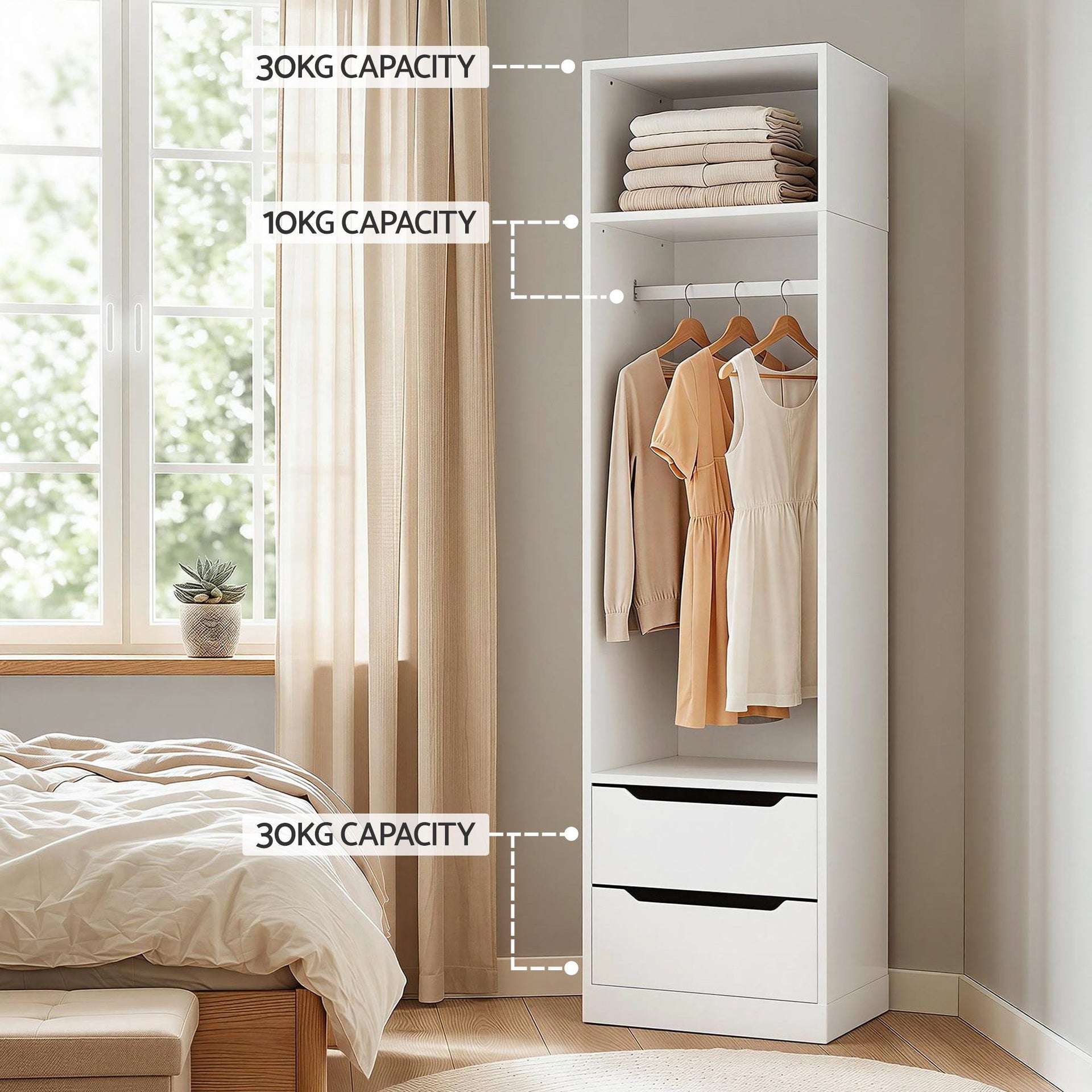 Artiss Wardrobe Clothes Closet Storage Organizer White Awezingly