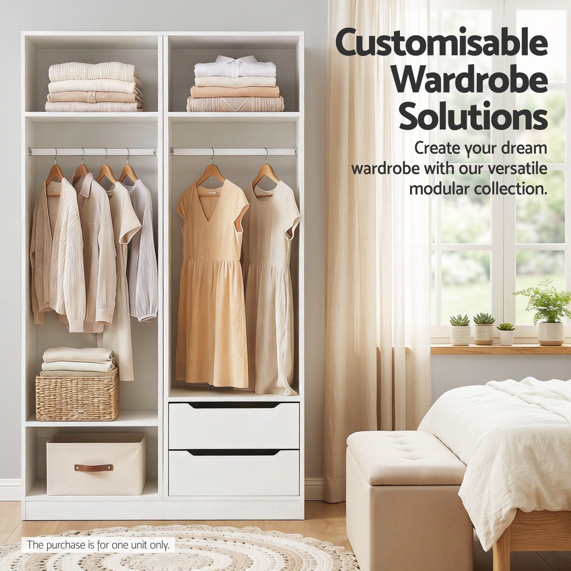 Artiss Wardrobe Clothes Closet Storage Organizer White Awezingly