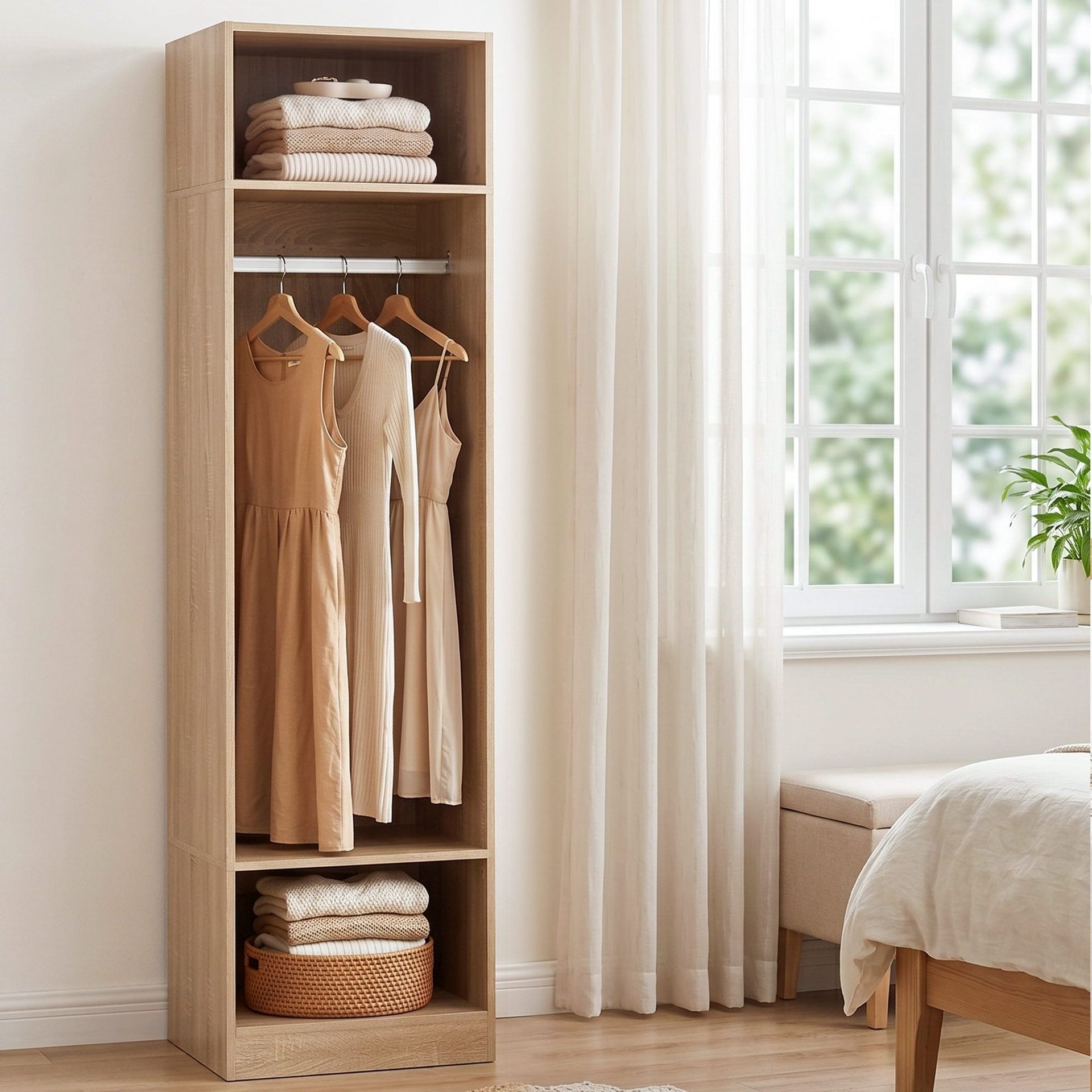 Artiss Wardrobe Clothes Closet Storage Organizer Shelf Pine Awezingly