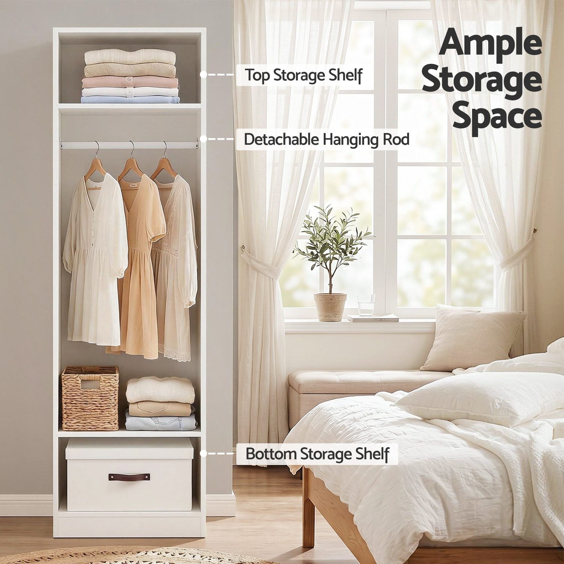 Artiss 2X Wardrobe Clothes Closet Storage Organiser Shelf White Awezingly