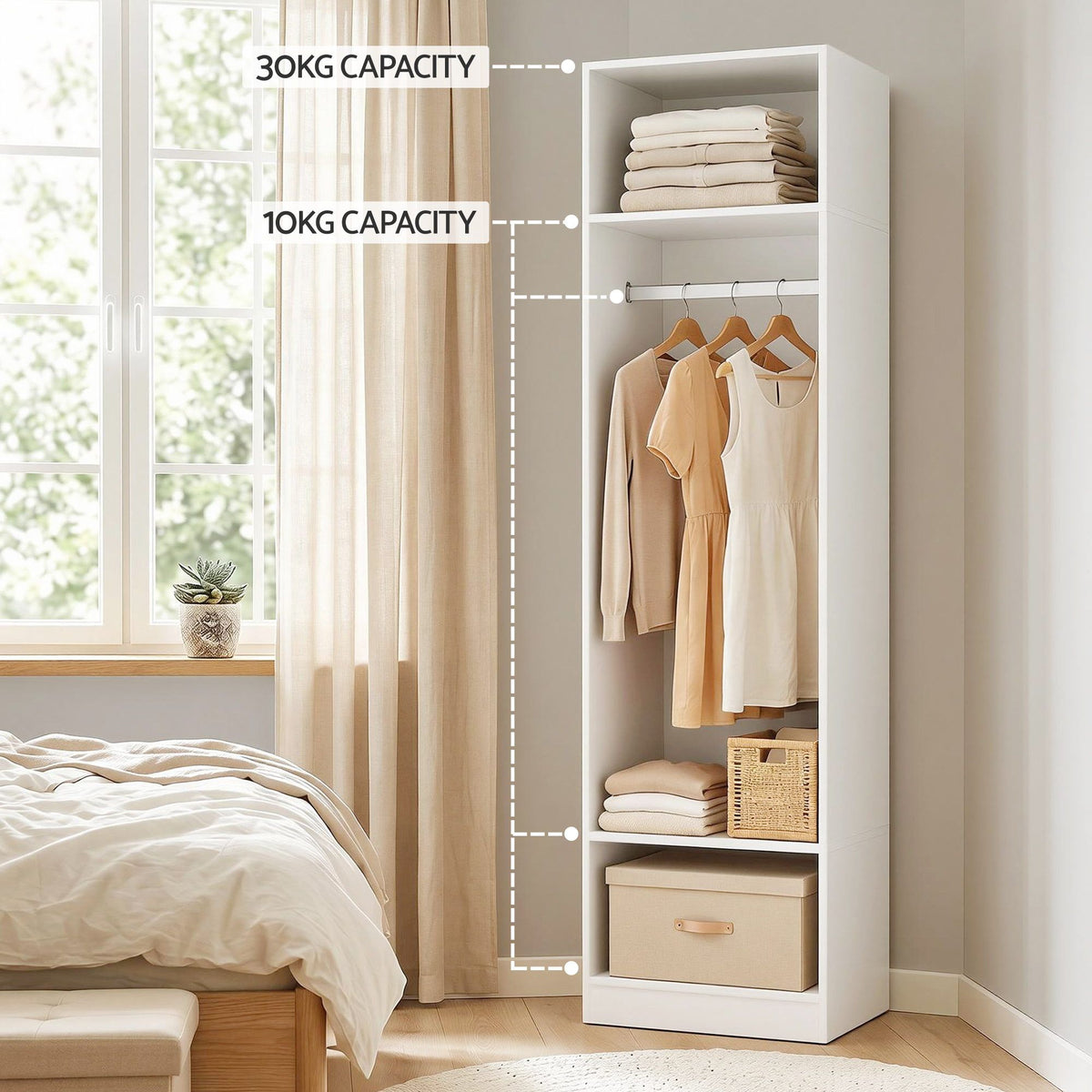 Artiss 2X Wardrobe Clothes Closet Storage Organiser Shelf White Awezingly