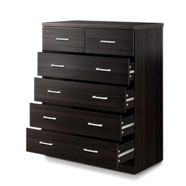 Artiss Tallboy 6 Drawers Storage Cabinet - Walnut Artiss