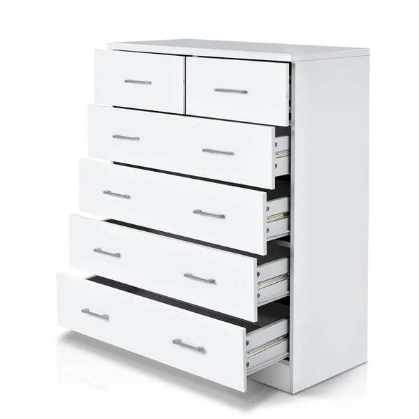 Artiss Tallboy Dresser Table 6 Chest of Drawers Cabinet Bedroom Storage White Artiss