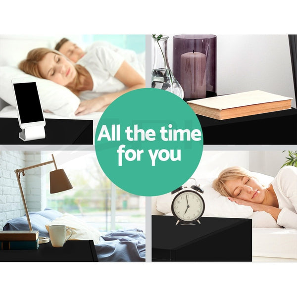 Artiss 2X Bedside Table 2 Drawers Lift-up Storage Black Awezingly