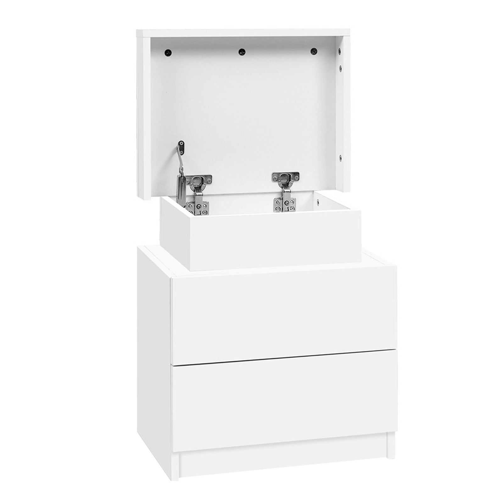 Artiss 2X Bedside Table 2 Drawers Lift-up Storage White Awezingly