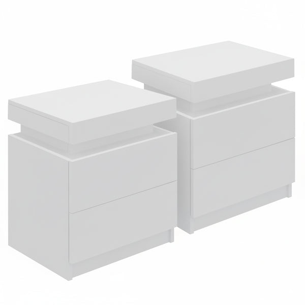 Artiss 2X Bedside Table 2 Drawers Lift-up Storage White Awezingly