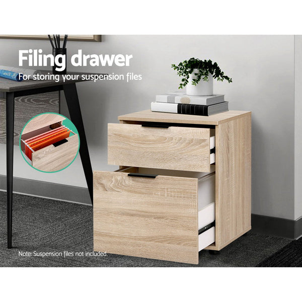 2 Drawer Filing Cabinet Office Shelves Storage Drawers Cupboard Wood File Home Does not apply