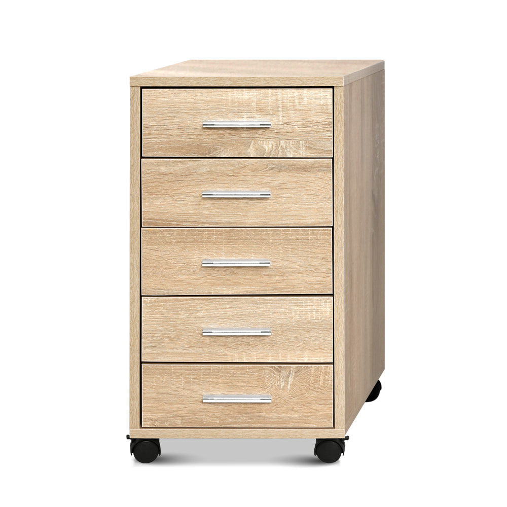 5 Drawer Filing Cabinet Storage Drawers Wood Study Office School File Cupboard Artiss