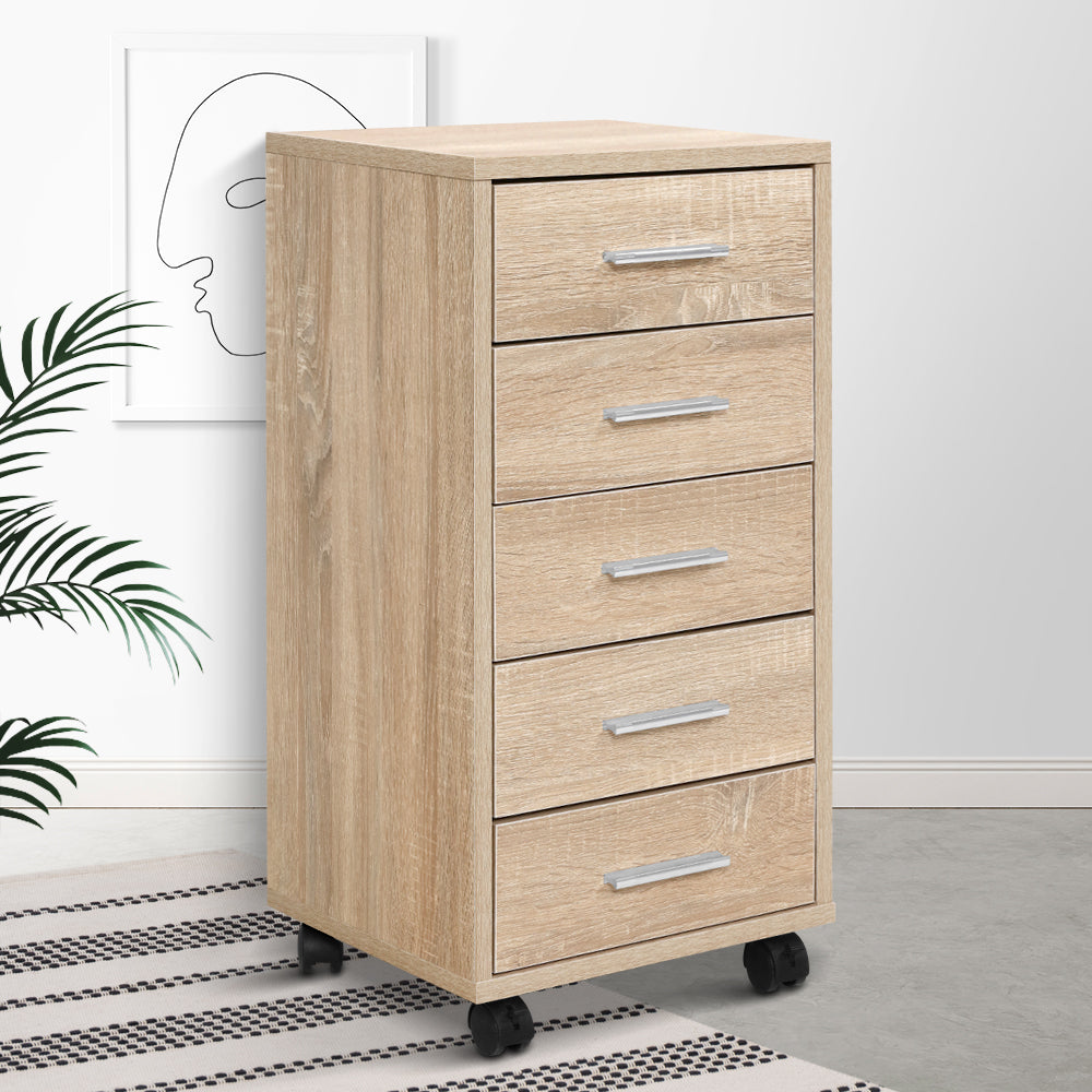 5 Drawer Filing Cabinet Storage Drawers Wood Study Office School File Cupboard Artiss