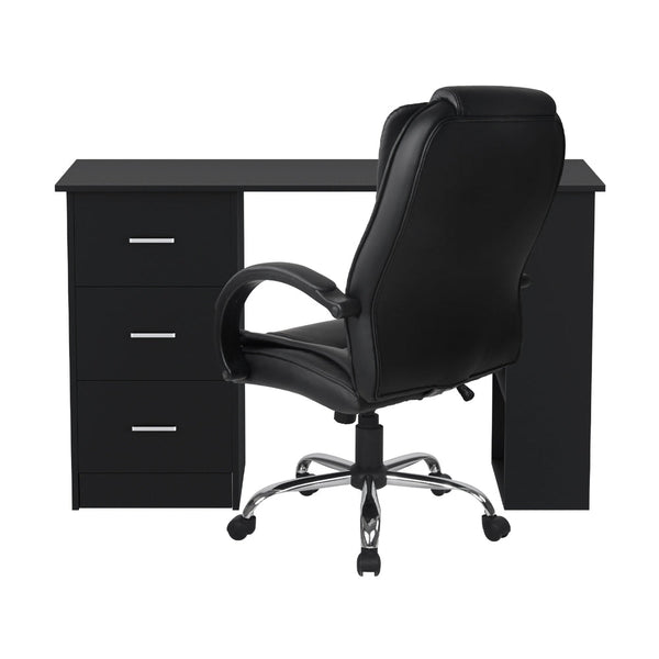 Artiss Computer Desk 120cm Executive Office Chair Set PU Leather High Back Black Artiss