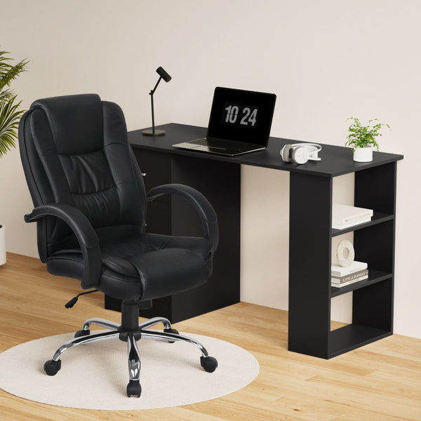 Artiss Computer Desk 120cm Executive Office Chair Set PU Leather High Back Black Artiss