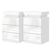 Artiss 2X Bedside Table LED 3 Drawers - COLEY White