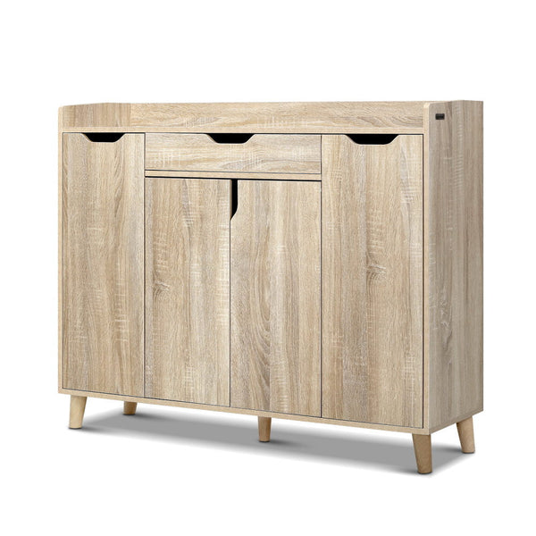 Artiss Shoe Cabinet Shoes Storage Rack 120cm Organiser Drawer Cupboard Wood Artiss