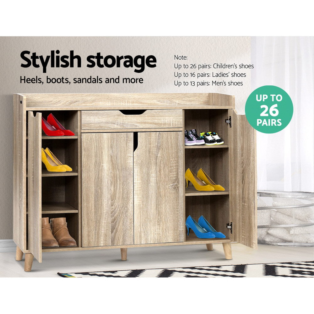 Artiss Shoe Cabinet Shoes Storage Rack 120cm Organiser Drawer Cupboard Wood Artiss