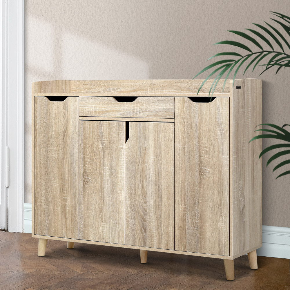 Artiss Shoe Cabinet Shoes Storage Rack 120cm Organiser Drawer Cupboard Wood Artiss