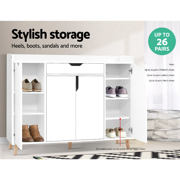 Artiss Shoe Cabinet Shoes Storage Rack 120cm Organiser White Drawer Cupboard Artiss