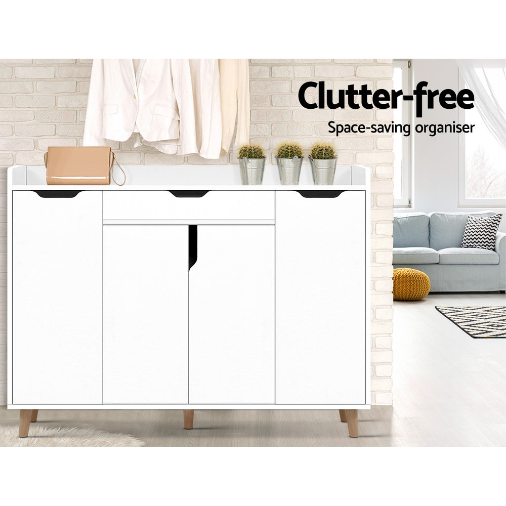 Artiss Shoe Cabinet Shoes Storage Rack 120cm Organiser White Drawer Cupboard Artiss