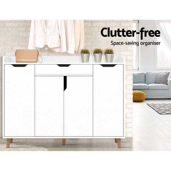 Artiss Shoe Cabinet Shoes Storage Rack 120cm Organiser White Drawer Cupboard Artiss