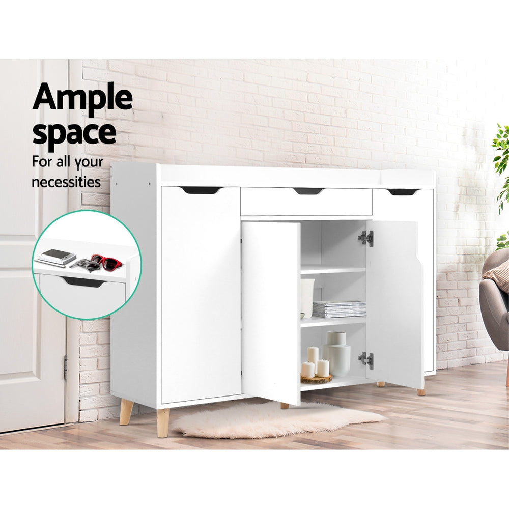 Artiss Shoe Cabinet Shoes Storage Rack 120cm Organiser White Drawer Cupboard Artiss