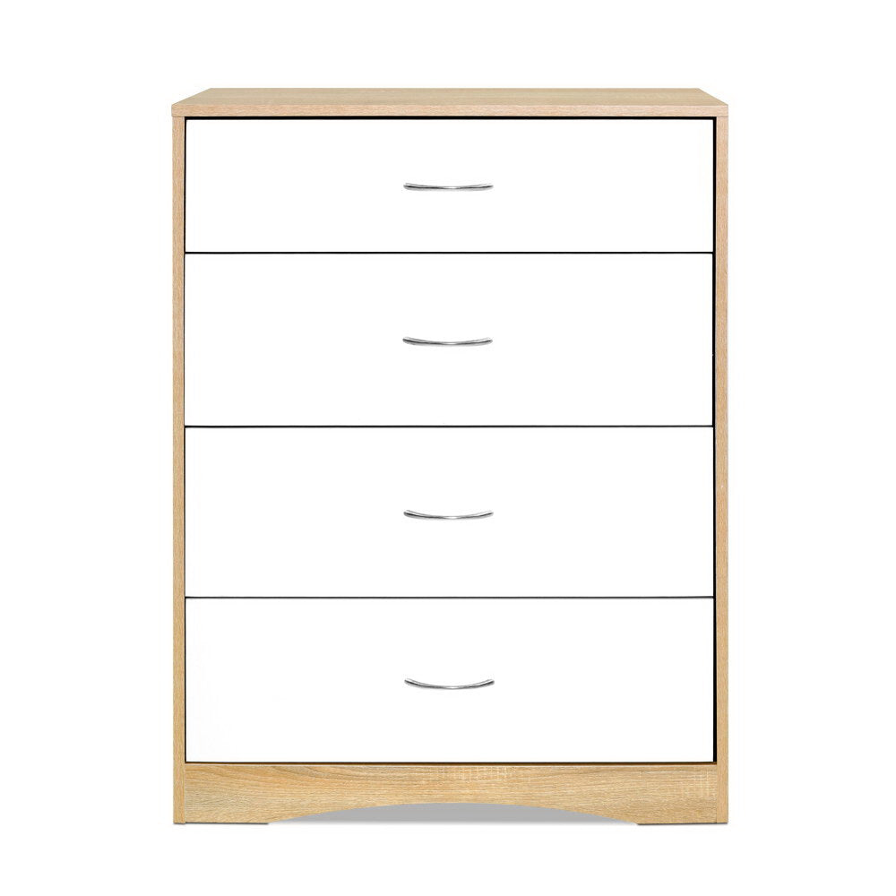 Artiss 4 Chest of Drawers Tallboy Dresser Table Bedroom Storage White Wood Cabinet Artiss