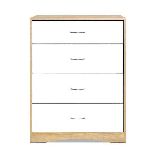 Artiss 4 Chest of Drawers Tallboy Dresser Table Bedroom Storage White Wood Cabinet Artiss