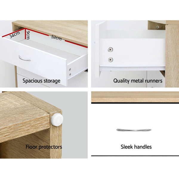 Artiss 4 Chest of Drawers Tallboy Dresser Table Bedroom Storage White Wood Cabinet Artiss