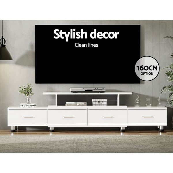 Artiss TV Cabinet Entertainment Unit Stand Wooden 160CM To 220CM Lowline Storage Drawers White Artiss
