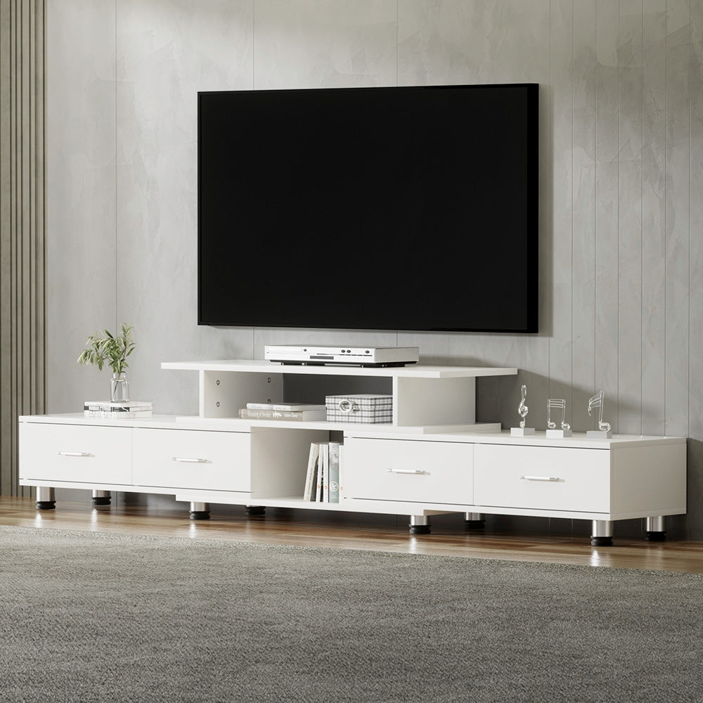 Artiss TV Cabinet Entertainment Unit Stand Wooden 160CM To 220CM Lowline Storage Drawers White Artiss