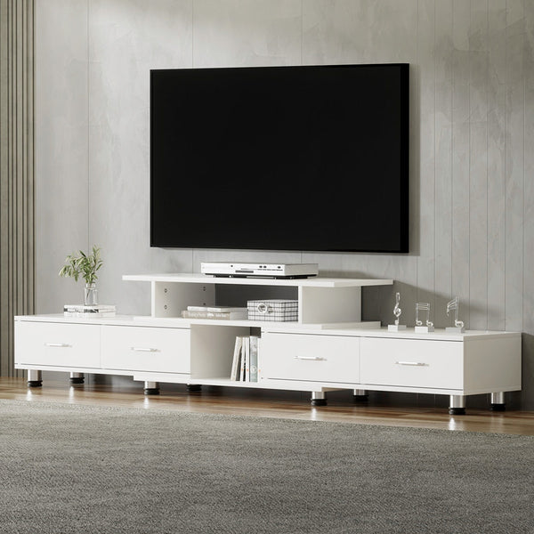 Artiss TV Cabinet Entertainment Unit Stand Wooden 160CM To 220CM Lowline Storage Drawers White Artiss