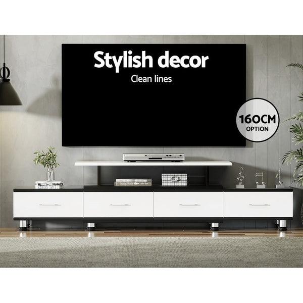 Artiss TV Cabinet Entertainment Unit Stand Wooden 160CM To 220CM Storage Drawers Black White Artiss
