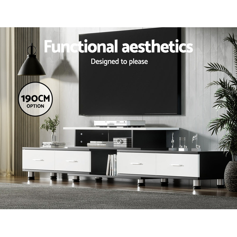 Artiss TV Cabinet Entertainment Unit Stand Wooden 160CM To 220CM Storage Drawers Black White Artiss