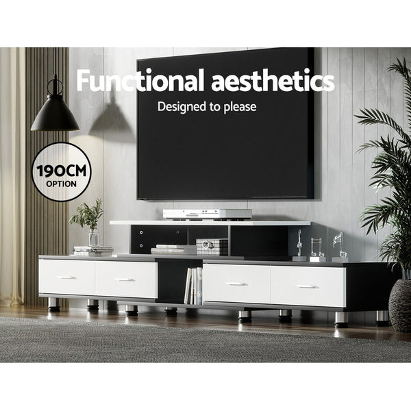 Artiss TV Cabinet Entertainment Unit Stand Wooden 160CM To 220CM Storage Drawers Black White Artiss