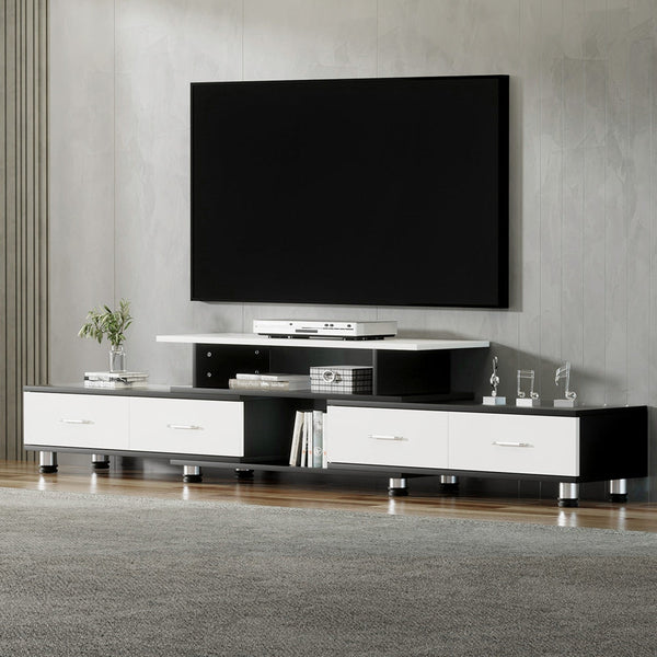 Artiss TV Cabinet Entertainment Unit Stand Wooden 160CM To 220CM Storage Drawers Black White Artiss
