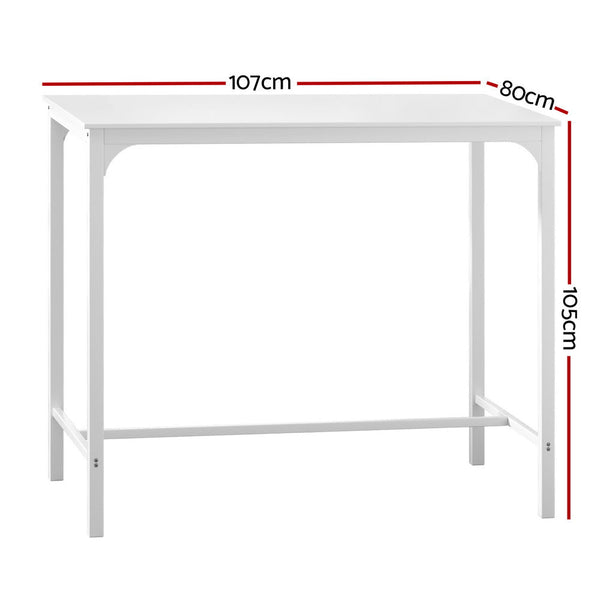 Artiss Bar Table Dining Desk High Kitchen Shelf Metal Legs Cafe Pub White Artiss