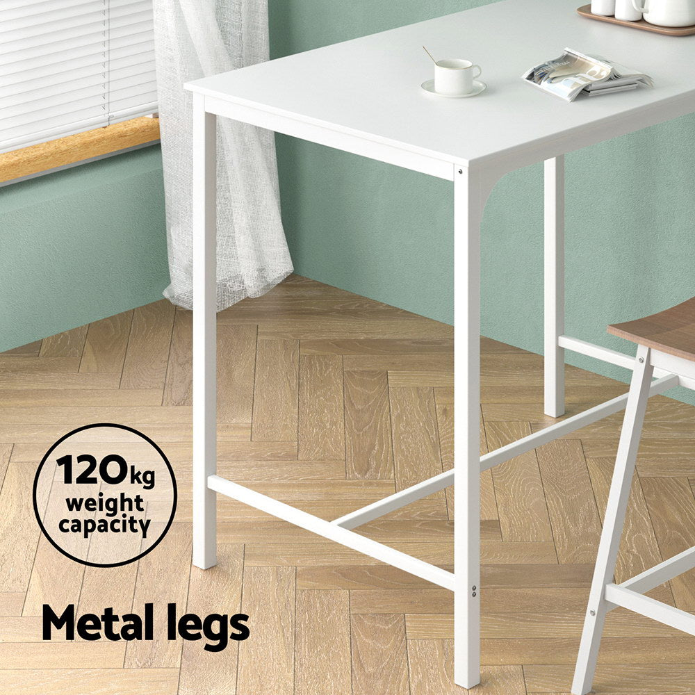Artiss Bar Table Dining Desk High Kitchen Shelf Metal Legs Cafe Pub White Artiss