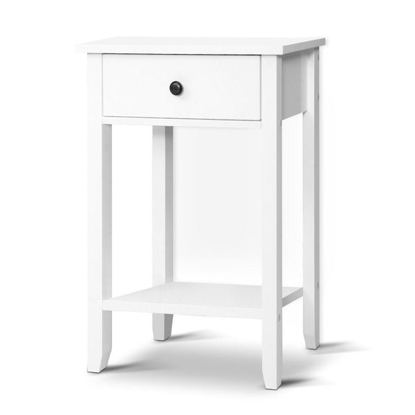 Bedside Tables Drawer Side Table Nightstand White Storage Cabinet White Shelf Artiss