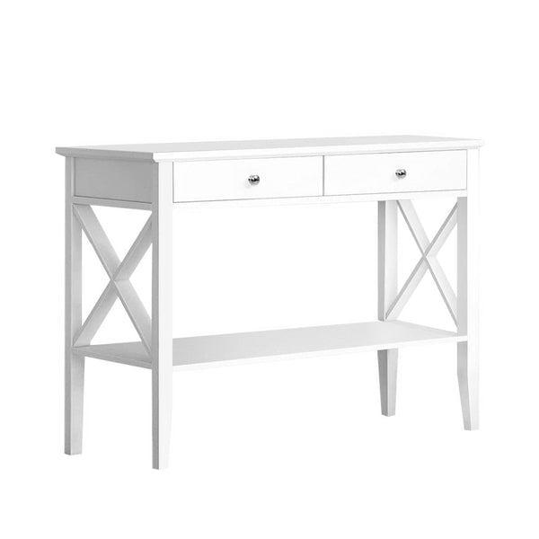 Artiss Console Table Hall Side Entry 2 Drawers Display White Desk Furniture Artiss